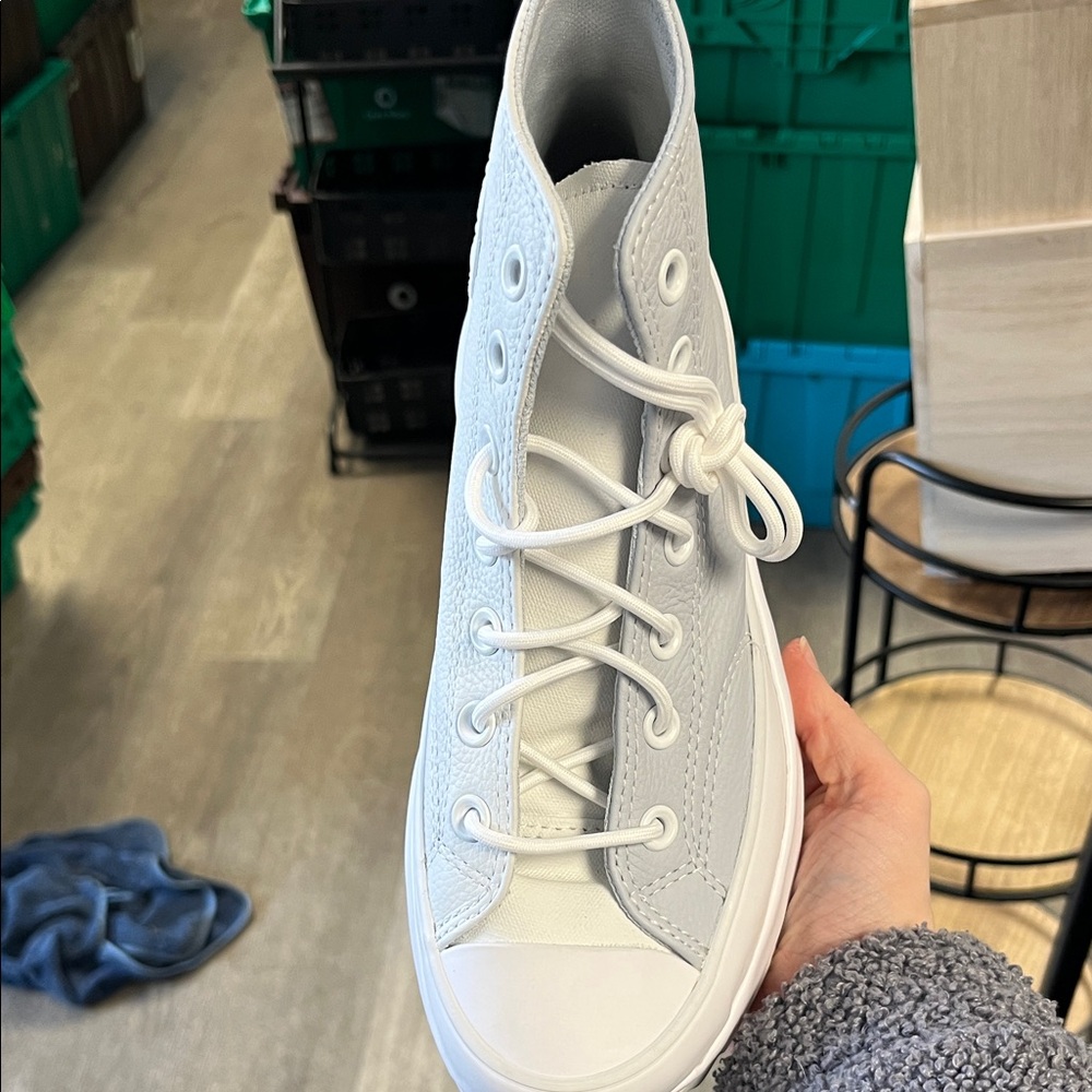 Converse 1/2 Light Blue, 1/2 White High-Top Sneakers with Platform Sole